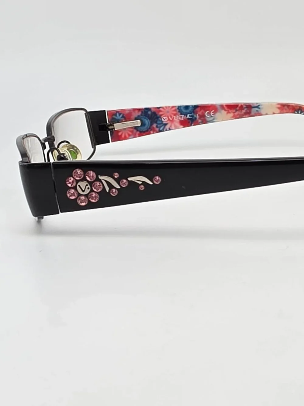 Vogue VO3691-B 905 Black Pink Rhinestone Eyeglasses Frame w/ Flexhinge and Case